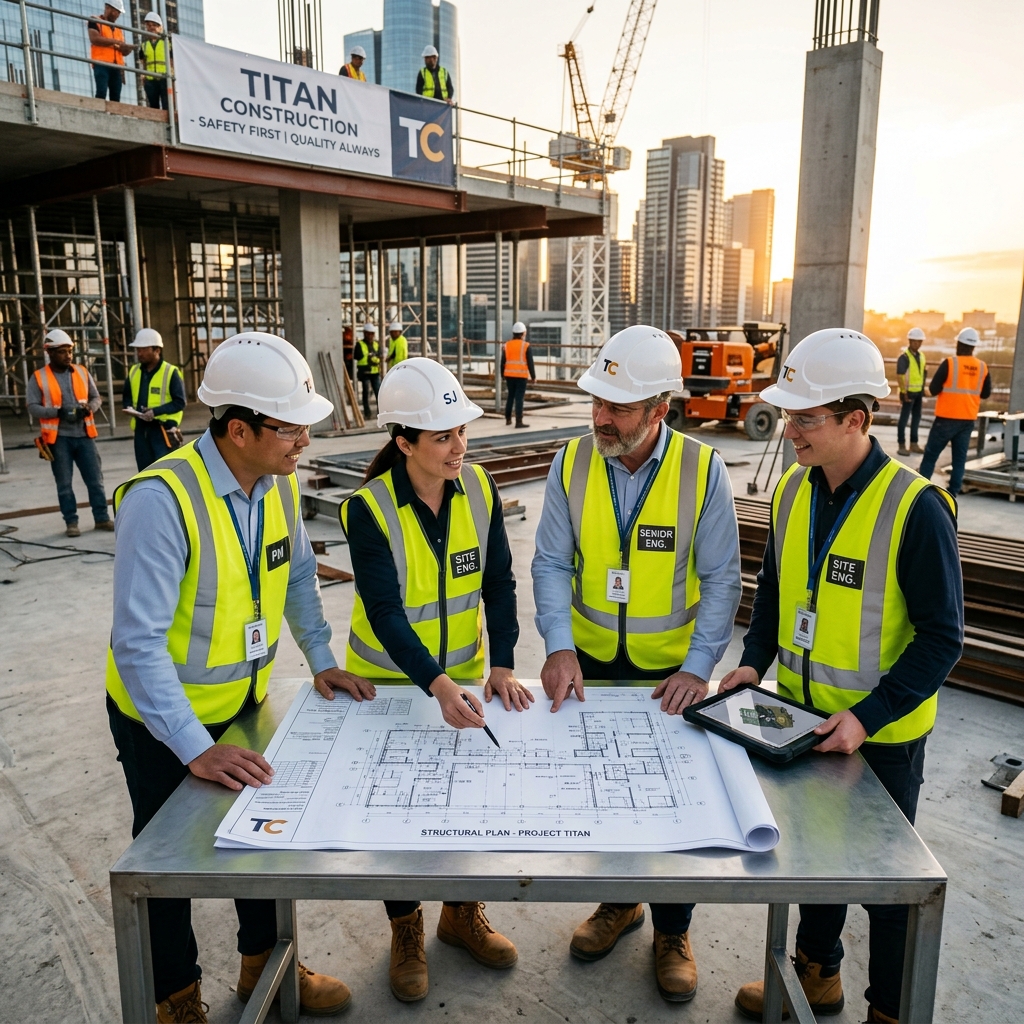 Team of construction engineers